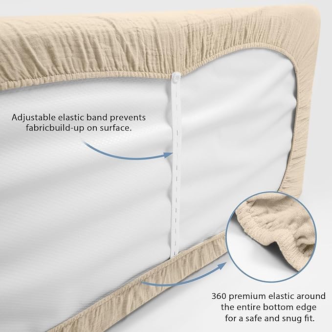 3 Pack Muslin Changing Pad Cover, Solid Changing Table Pad Cover, Soft Breathable Double Layer Boho Changing Pad Sheets Fit for Standard Changing Pad 16" x 32" (White & Sand & Brick)