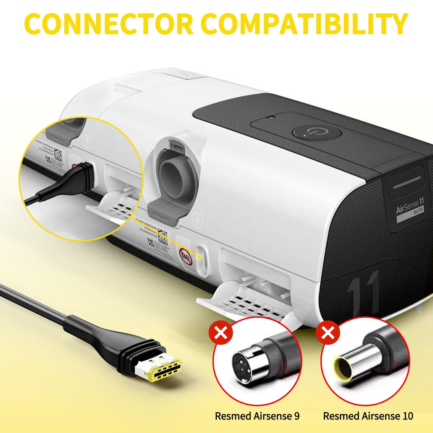 NENASEW 12V-24V Car Charger for Resmed AirSense 11 CPAP, AirSense 11 AutoSet/Elite, AirMini DC Adapter, Air11 39205 E1399, 65W CPAP Power Cord Replacement for Resmed AirSense 11 DC Converter