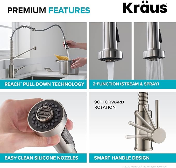 Kraus KPF-1610-FF-100SFACB Bolden Commercial Style Pull-Down Kitchen Purita Water Filter Faucet Combo, Spot Free Antique Champagne Bronze