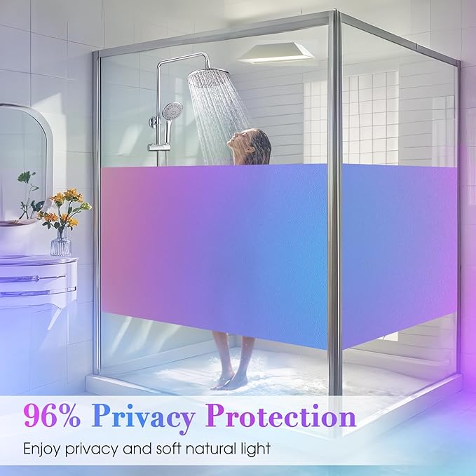 Coavas Stained Glass Window Privacy Film Rainbow Frosted Decorative Static Clings, Opaque Iridescent Prism Window Decals, Sun Blocking Anti-Glare Door Coverings(23.6 x 393.7 Inch, Colorful)