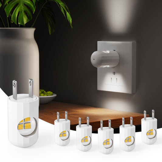 6 Pack Mini Led Night Light Plug In Wall - Dusk To Dawn Auto On/Off  4000K Cool White 100 Lumen  360 Adjustable Lighting For Bedroom  Bathroom  Stairs  Kids Room  Hallwayay