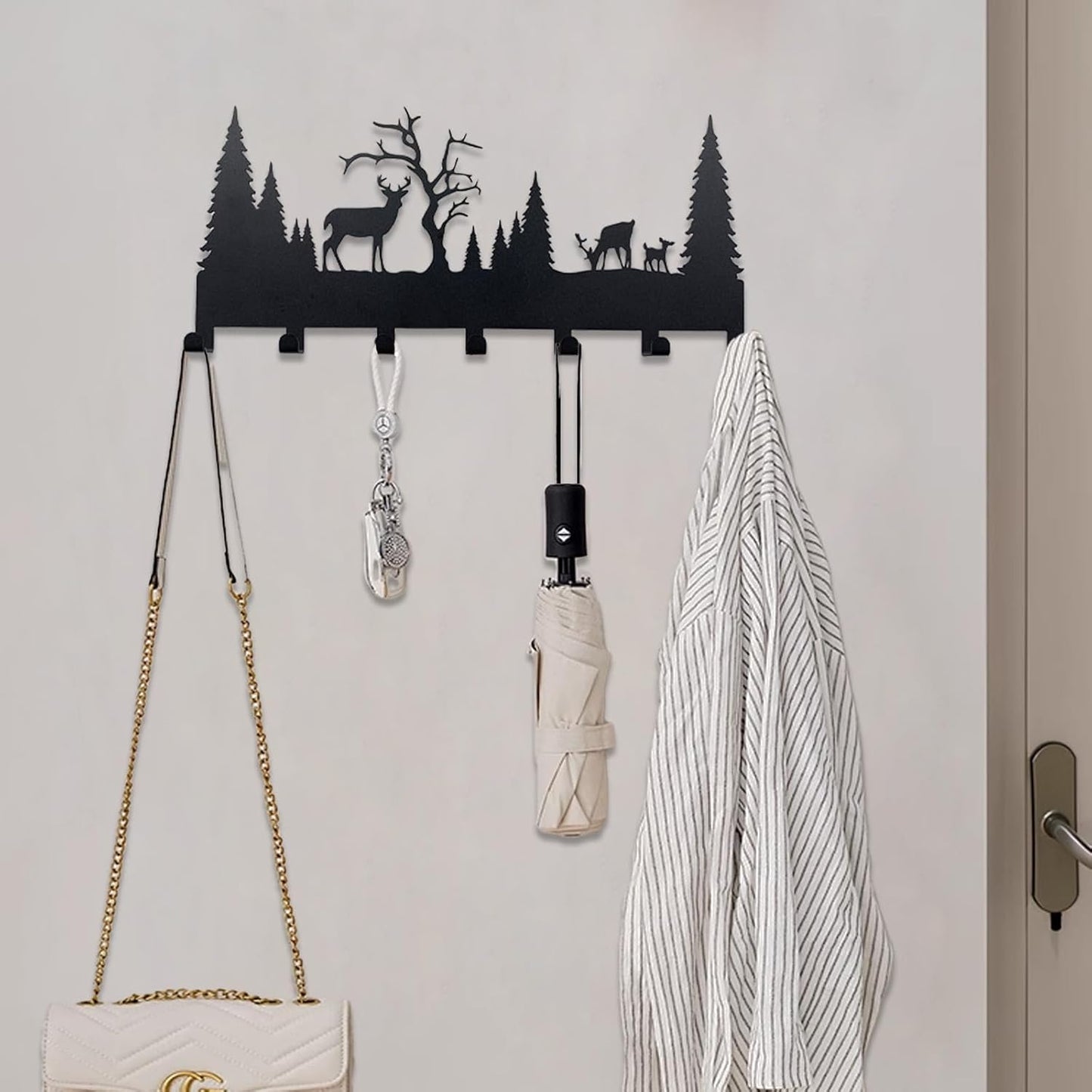 Wall Mounted Key Rack | Metal Key Rack Hook Organizer | Metal Key Organizer with 7 Hooks Wall Decoration for Front Door, Hallway, Kitchen, Office