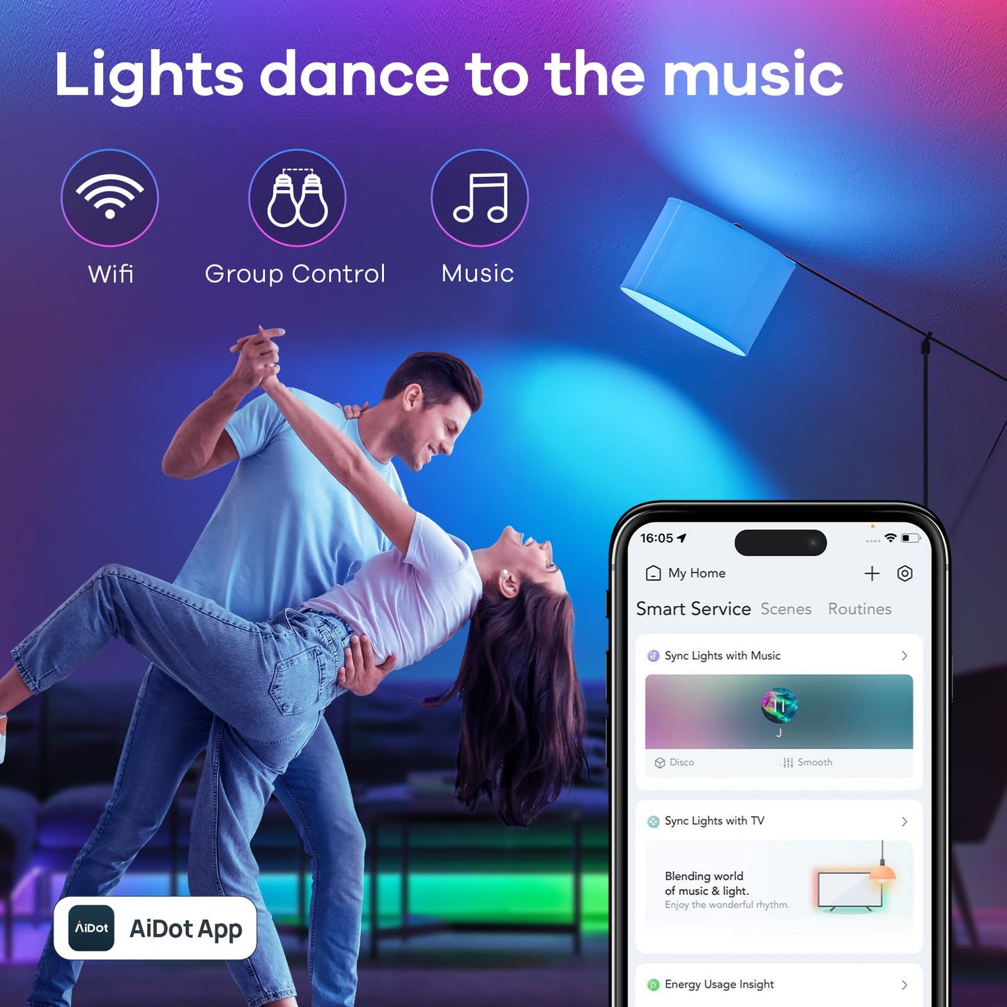 Linkind WiFi Smart Light Bulbs, Alexa Light Bulb Work with Alexa, Google Home, RGBTW 16 Million Color Changing Light Bulbs Dimmable, Mood Lighting, 2.4GHz Only, A19 E26 WiFi Bulb 60W 800LM 1 Pack
