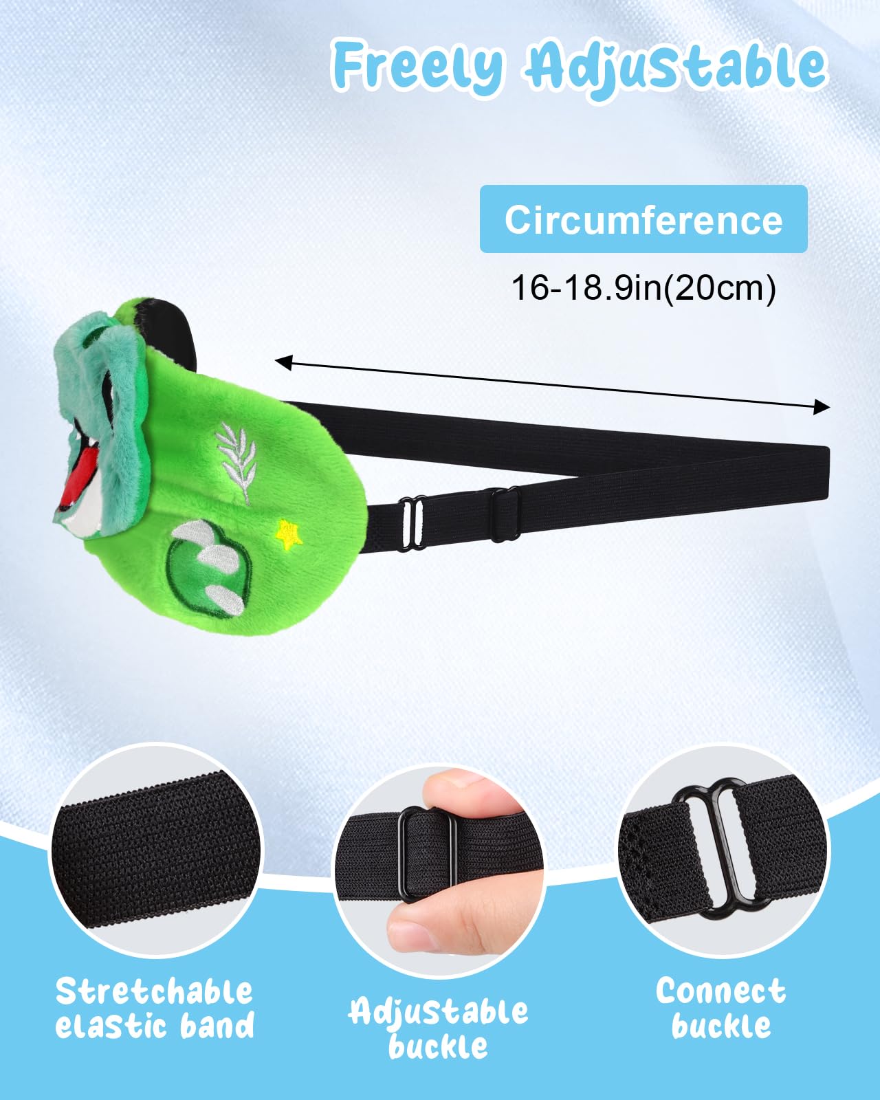 Miss Adola Sleep Mask for Kids - Valentines Gift for Kids Cute Plush Fuffy Sleeping Eye Cover Kawaii Soft Eyeshade Animal Eye Blindfold for Girls Boys Teens with Adjustable Strap, Dinosaur