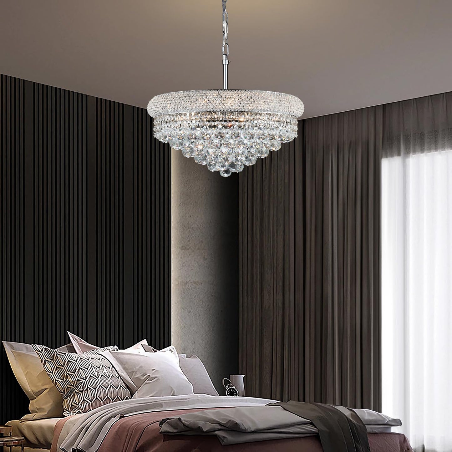 Crystal Chandeliers For Dining Room Light Fixtures Over Table  Empire Style K9 Crystal Chandelier For Bedroom  9 Lights Chrome stylish Lighting Fixtures For Living Room Kitchen Lsland Entryway D22 Inch