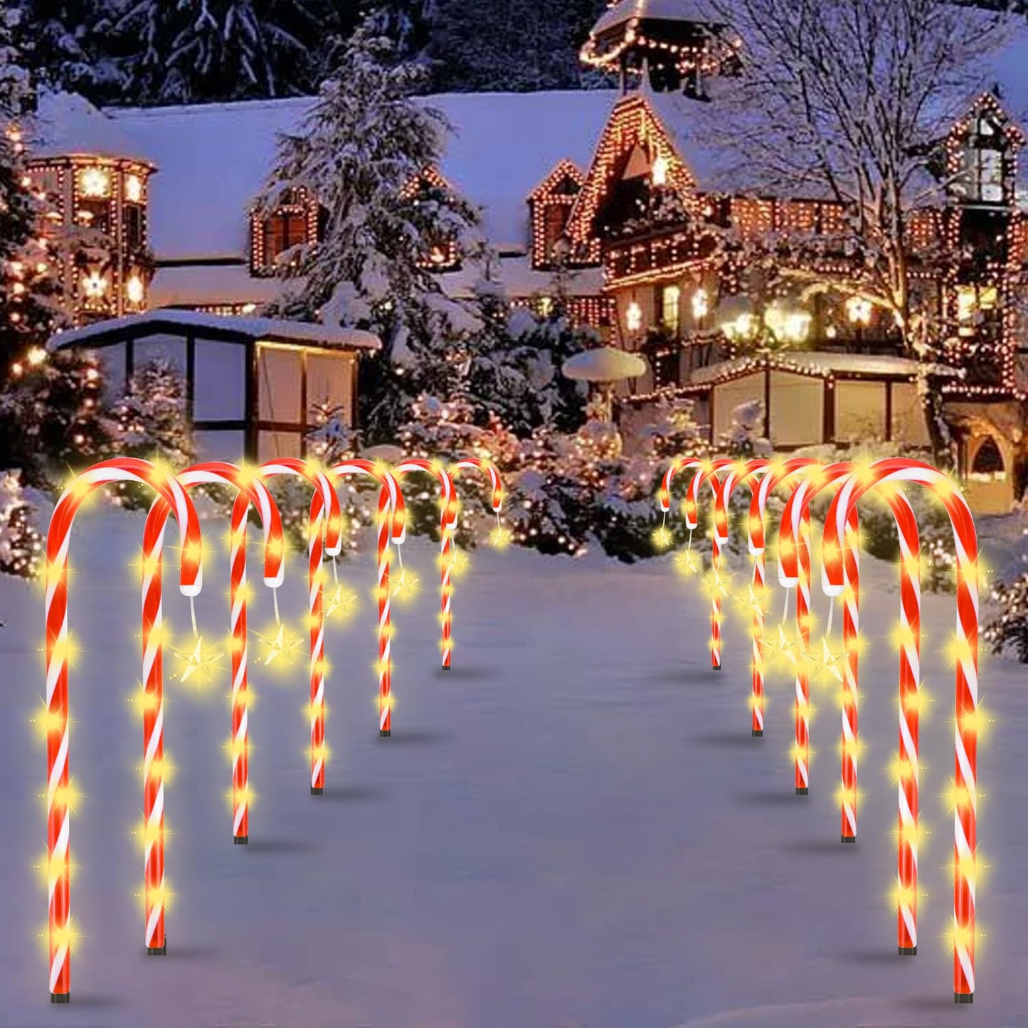 Quimoy 12Pcs Candy Cane Lights  21 Solar Christmas Decorations Outdoor  Candy Cane Pathway Lights With 8 Lightingmodes  Waterproof Christmas Yard Decorations For Lawn Driveway Walkway Sidewalk