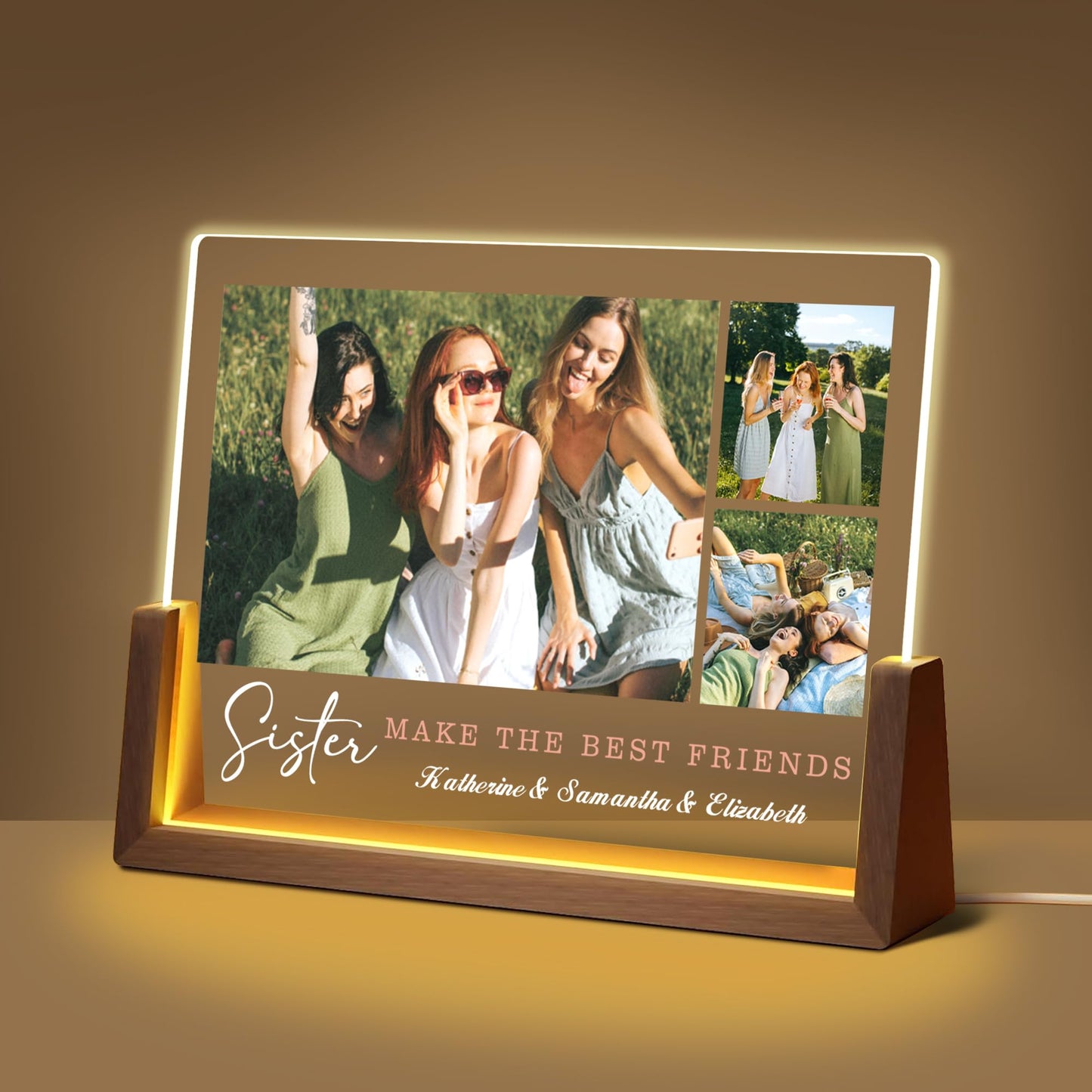 Maiwell Custom Gifts For Best Friend Sister Bestie  Personalized Best Friend Birthday Gifts  Customized Led Acrylic Light Up Picture Frame With Photo Name  Long Distance Friendship Christmas Gift