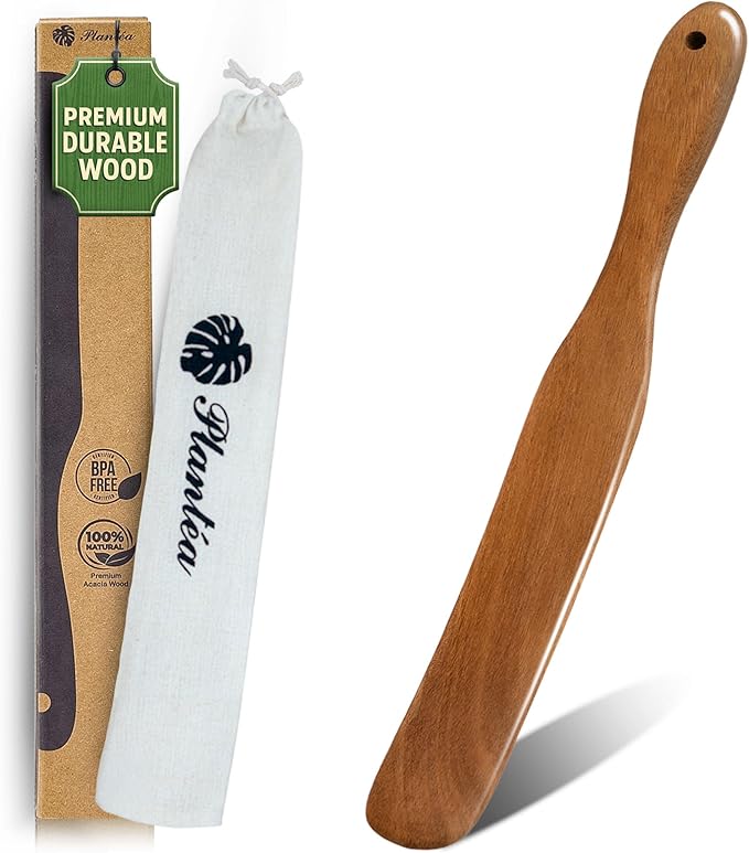Skinny Wooden Spurtle for Sourdough Starter – Handcrafted Wooden Sourdough Stir Stick & Spatula – Multipurpose Spurtle for Bread Dough Mixing, Cooking & Baking Tools Set