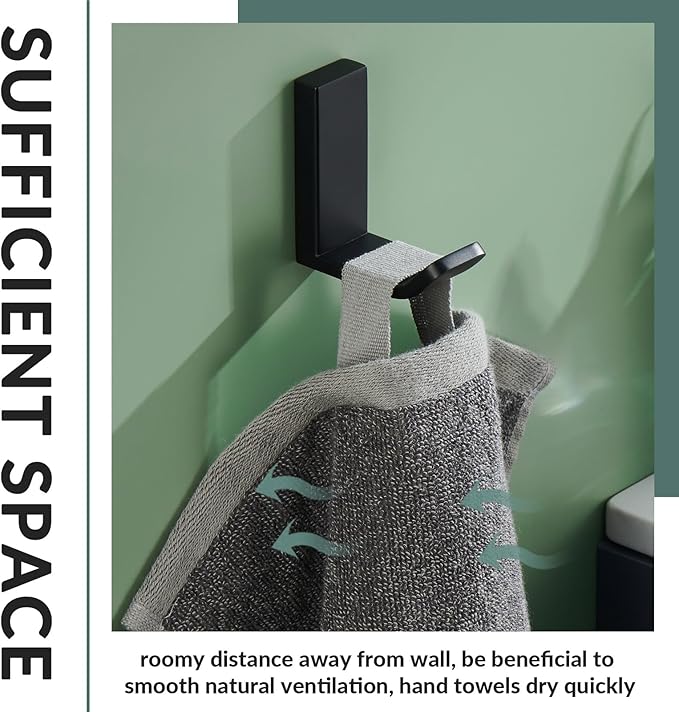 APLusee 2 Pack Bath Robe Hook, 304 Stainless Steel L Shape Coat Holder, Bathroom Home Accessories Matte Black