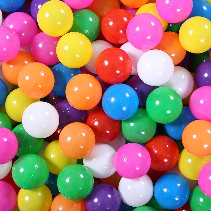 GOGOSO Ball Pit Balls Stars Moon Shapes Plastic Pitballs for Toddler Play Tent Baby Photo Props Kids Pool Water Toys Kiddie Pool Party Decor, Pearl Gray+Blue+Green,100PCS