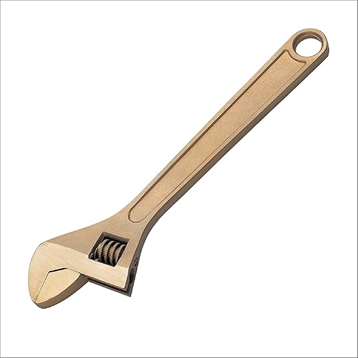 CS Unitec Non-Sparking & Low-Magnetic Adjustable Wrench, 10in Aluminum Bronze Tool, TUV Certified & Beryllium Free