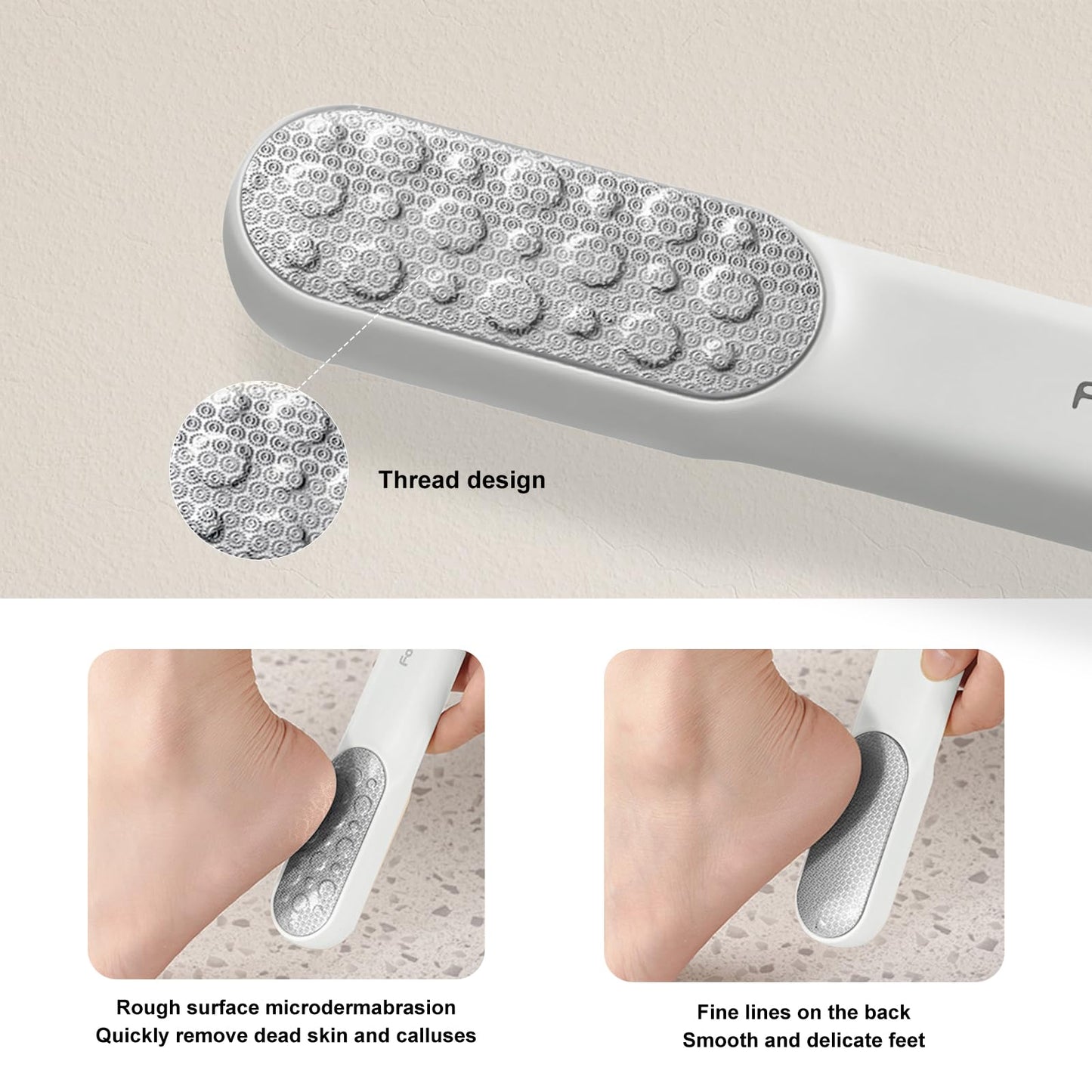 Double-Sided Stainless Steel Foot File, Foot Callus Remover & Foot Scrubber, Professional At-Home Pedicure Tool for Dry & Wet Fe
