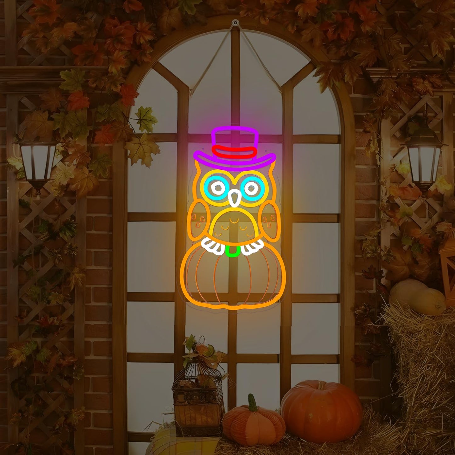 Thanksgiving Neon Sign For Wall Decor Pumpkin Owl Led Sign Thanksgiving Decor Fall Neon Light Up Sign For Owl Decor Thanksgiving Party Gift Wall Art Fireplace Bar Club Door Window