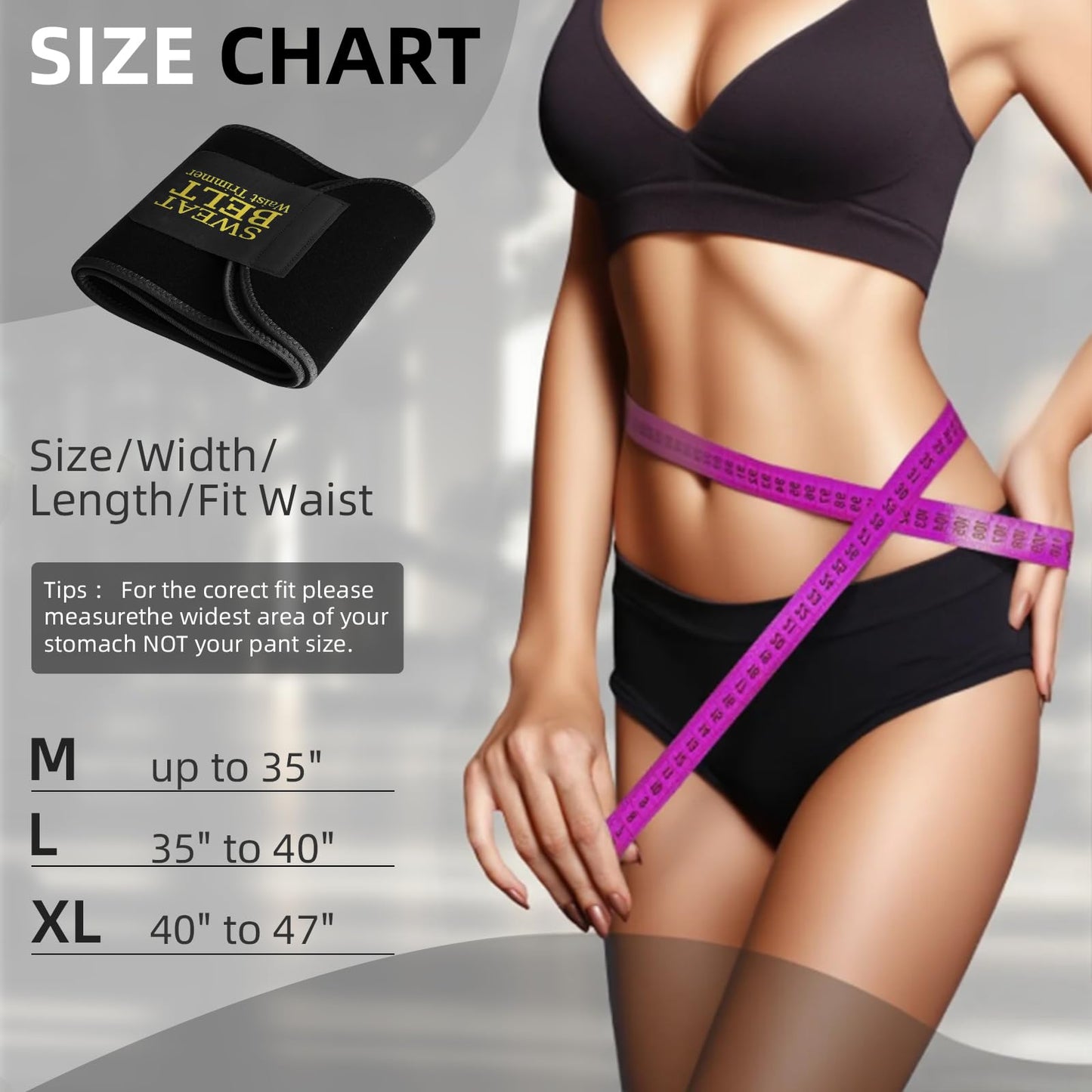 AMZBOSS Waist Trainer for Women Lower Belly Fat, Waist Sweat Band for Women, Belly Band Sweat Belt, Stomach Wrap, Faja Body Shaper (BLACK, Large)
