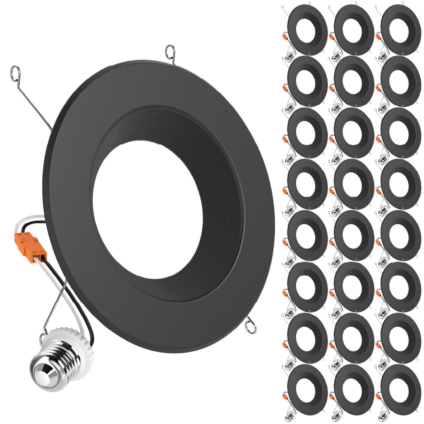 Sunco LED Recessed Lighting 5CCT Dimmable Can Lights 6 Inch Black 13W=120W Model DL_BF6-BK-2750K-24PK