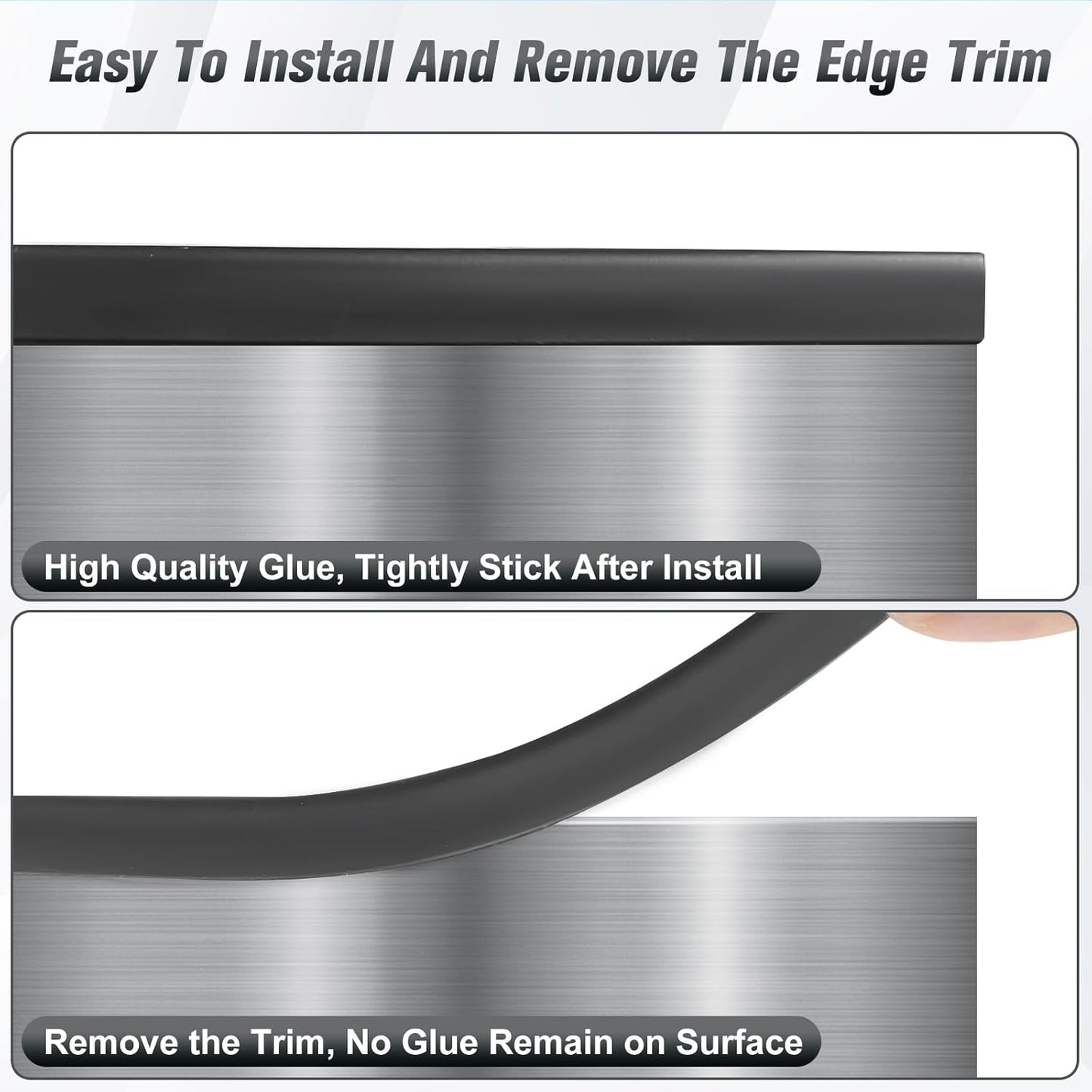 Rubber Edge Protector, Flexible Self-Adhesive U-Channel Trim, 3/16" Thick, Black, 20Ft - Protects Glass, Mirror, Plywood, Steel Panel Edges