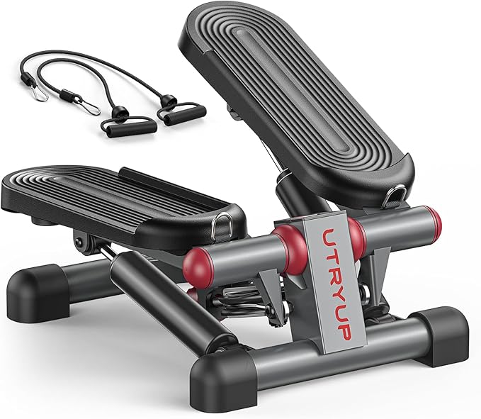 UTRYUP Mini Stepper for Home Exercise, Compact Hydraulic Stair Stepper with Resistance Bands, Quiet Fitness Machine with L...