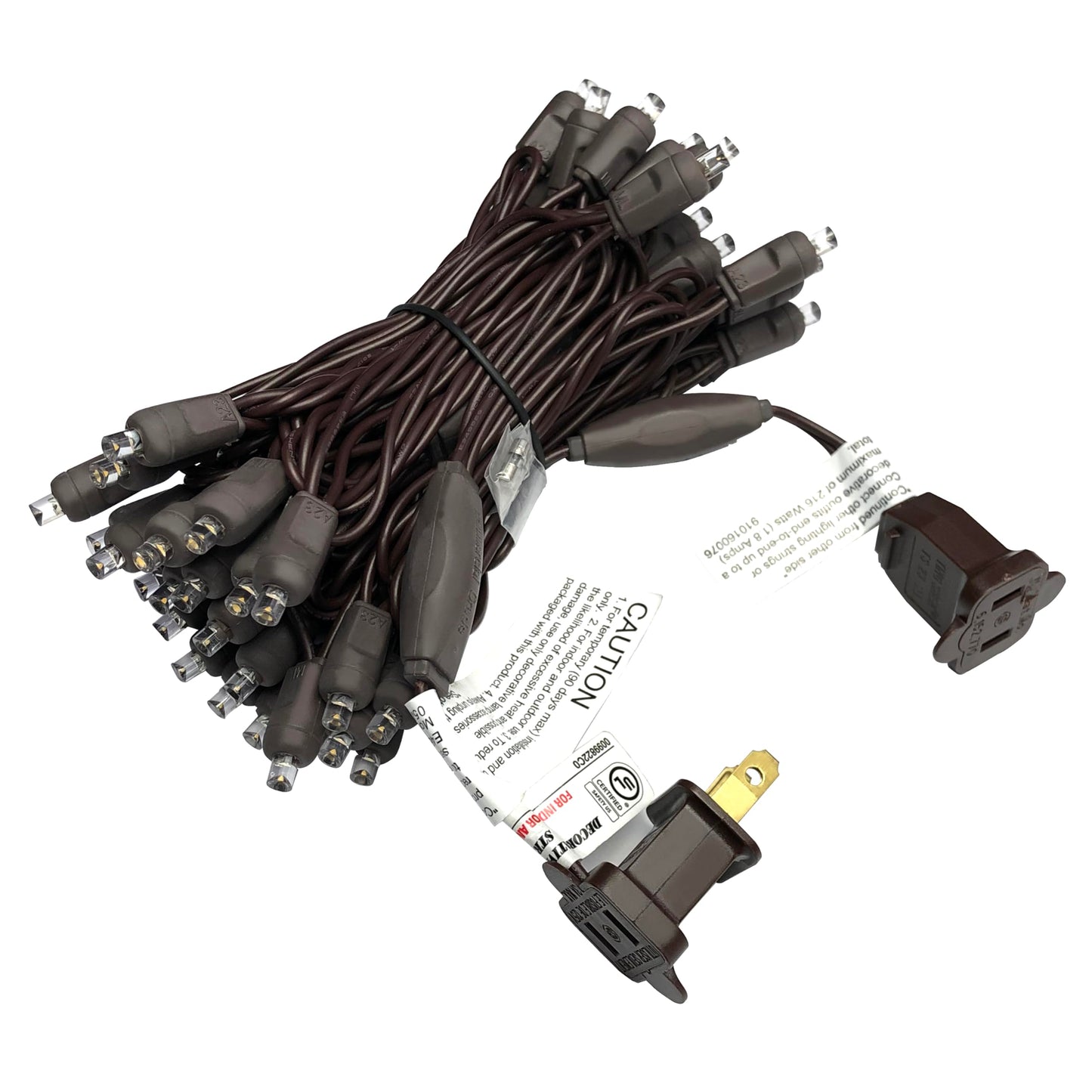 FOKATOM Mini Christmas String Lights, 50 Count, 17FT, 5MM Wide Angle LED, Brown Wire, Cool White, Model DL5-50-02B