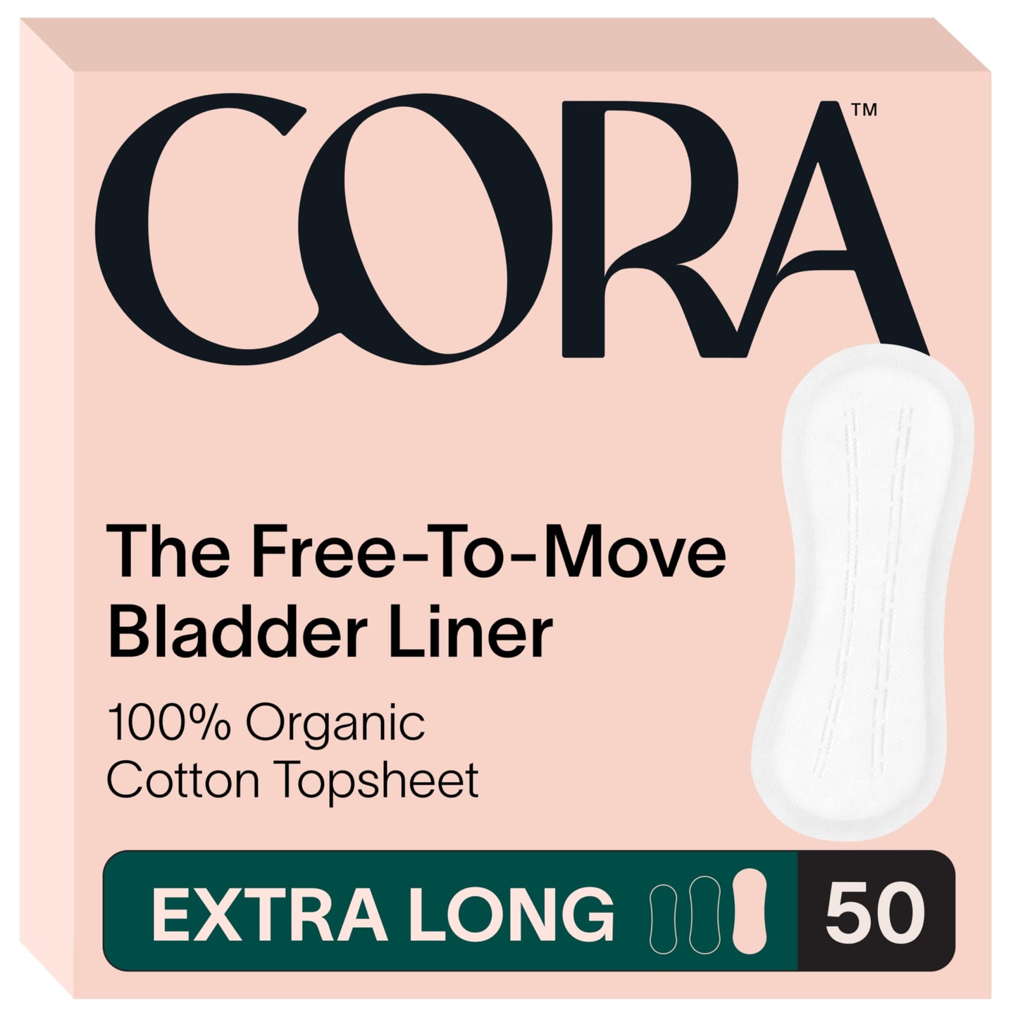 Cora 100% Organic Cotton Topsheet Bladder Liners (50 Extra Long Bladder Liners)