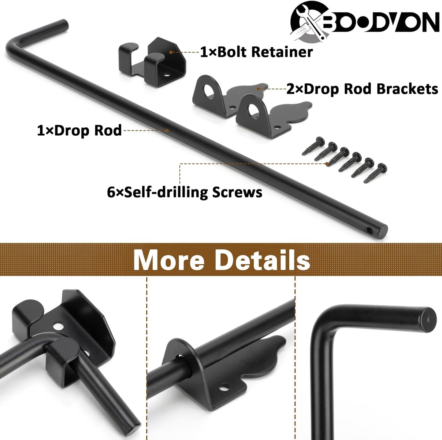 36 Inch Cane Bolt Gate Drop Rod Heavy Duty Gate Hardware, Gate Ground Latch for Wooden Fences, Metal Gates Doors Stopper for Gate Ground, Wrought Iron Gate Latches, Black Finish(1 Pack)