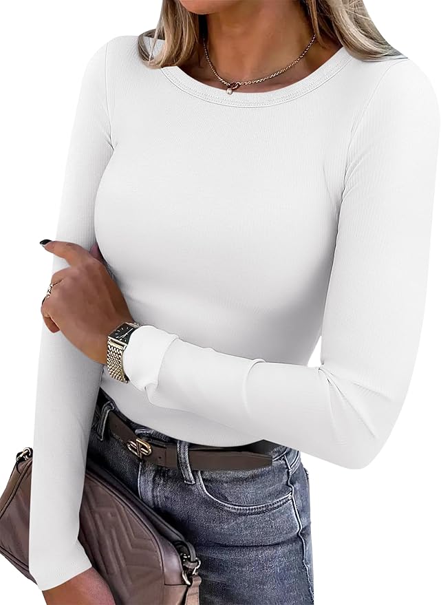 ANRABESS Women Long Sleeve Thermal Shirt Fleece Tops 2026 Fall Winter Crew Neck Casual Base Layer T-Shirts Warm Undershirts