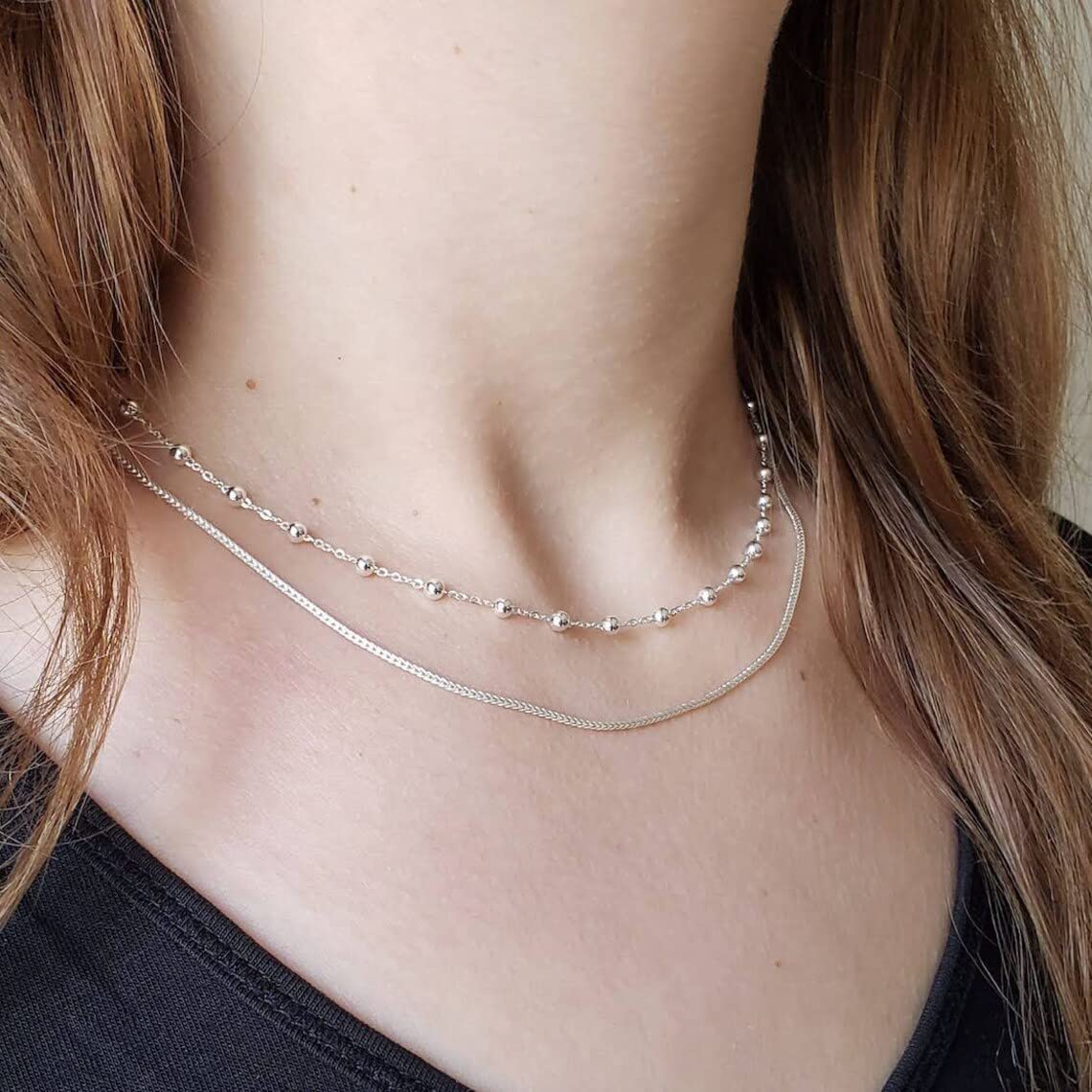 Waitsoul Sterling Silver Square Foxtail Box Chain with Lobster Clasp - 2mm Silver Franco Chain for Men & Women - 26 Inch