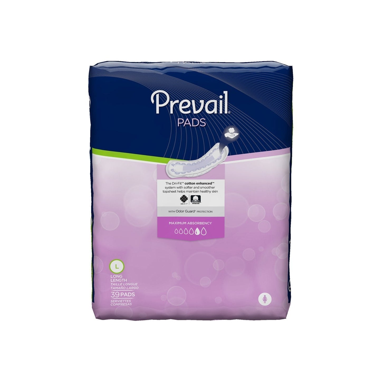 Prevail Incontinence Bladder Control Pads for Women, Maximum Absorbency, Long Length, 39 count