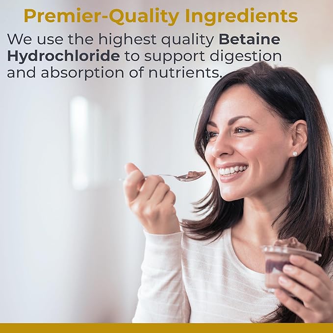 Premier Research Labs Premier HCL - Betaine HCL, Betaine Hydrochloride Supplement for Optimal Digestive Function, Nutrient Absorption, Betaine-HCL for Low Stomach Acid- 90 Vegetarian Capsules