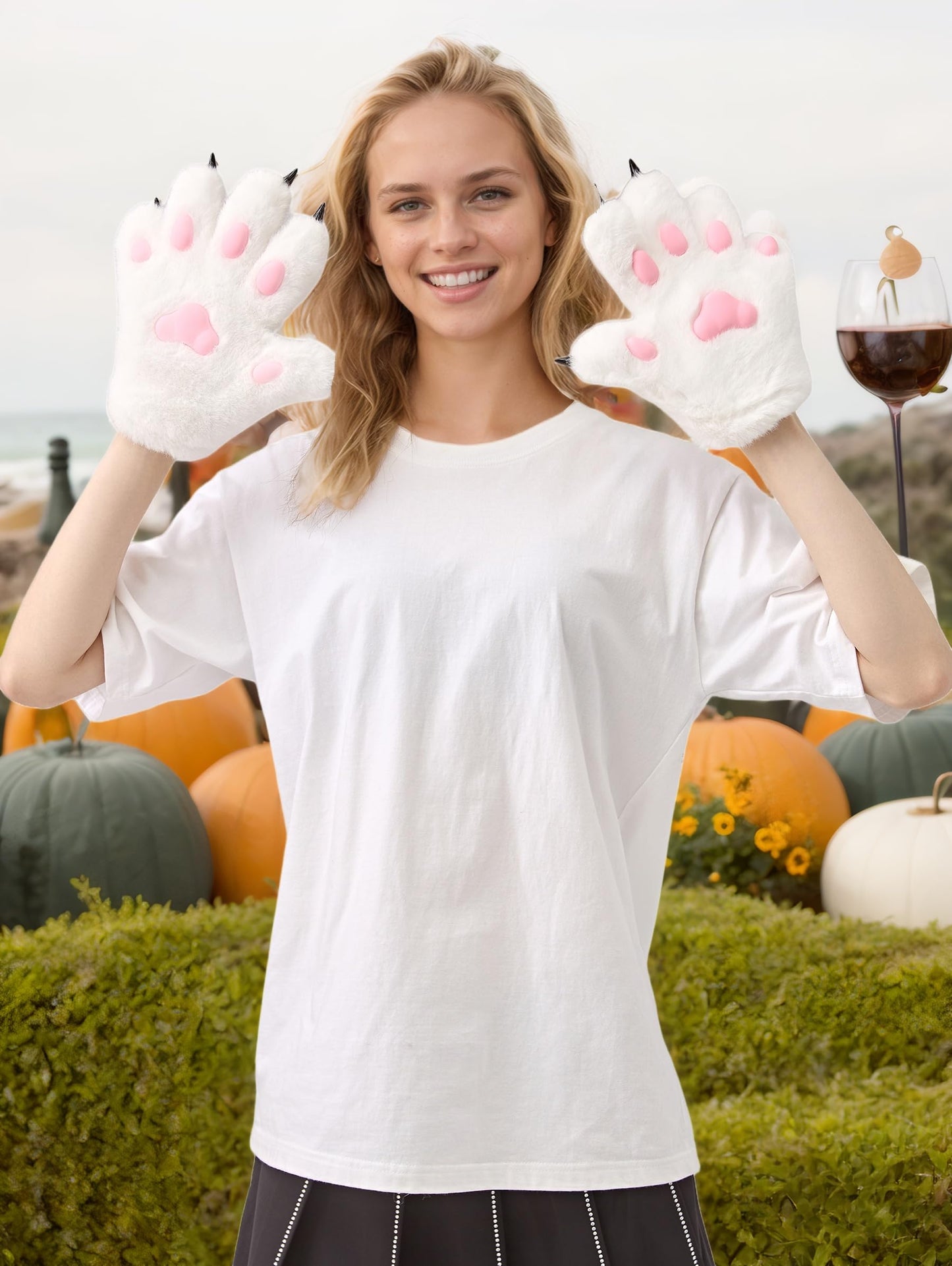 OTPEH Women Fursuit Paws Teenager Furry Gloves Cat Wolf Cosplay Costume Accessories