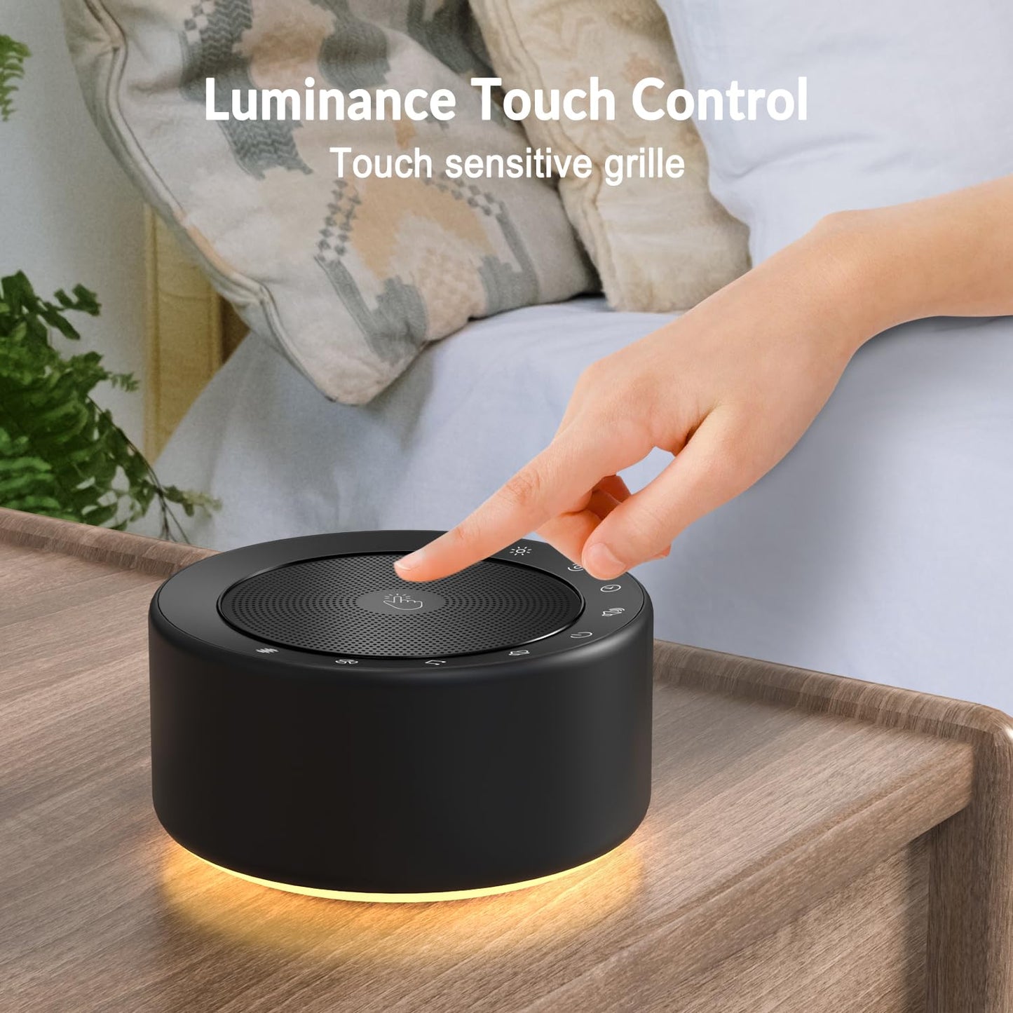 Kipcush Nursery Lamp with Sound Machine, 7 Colors Night Light, 30 Soothing Sounds, Touch Control, Black