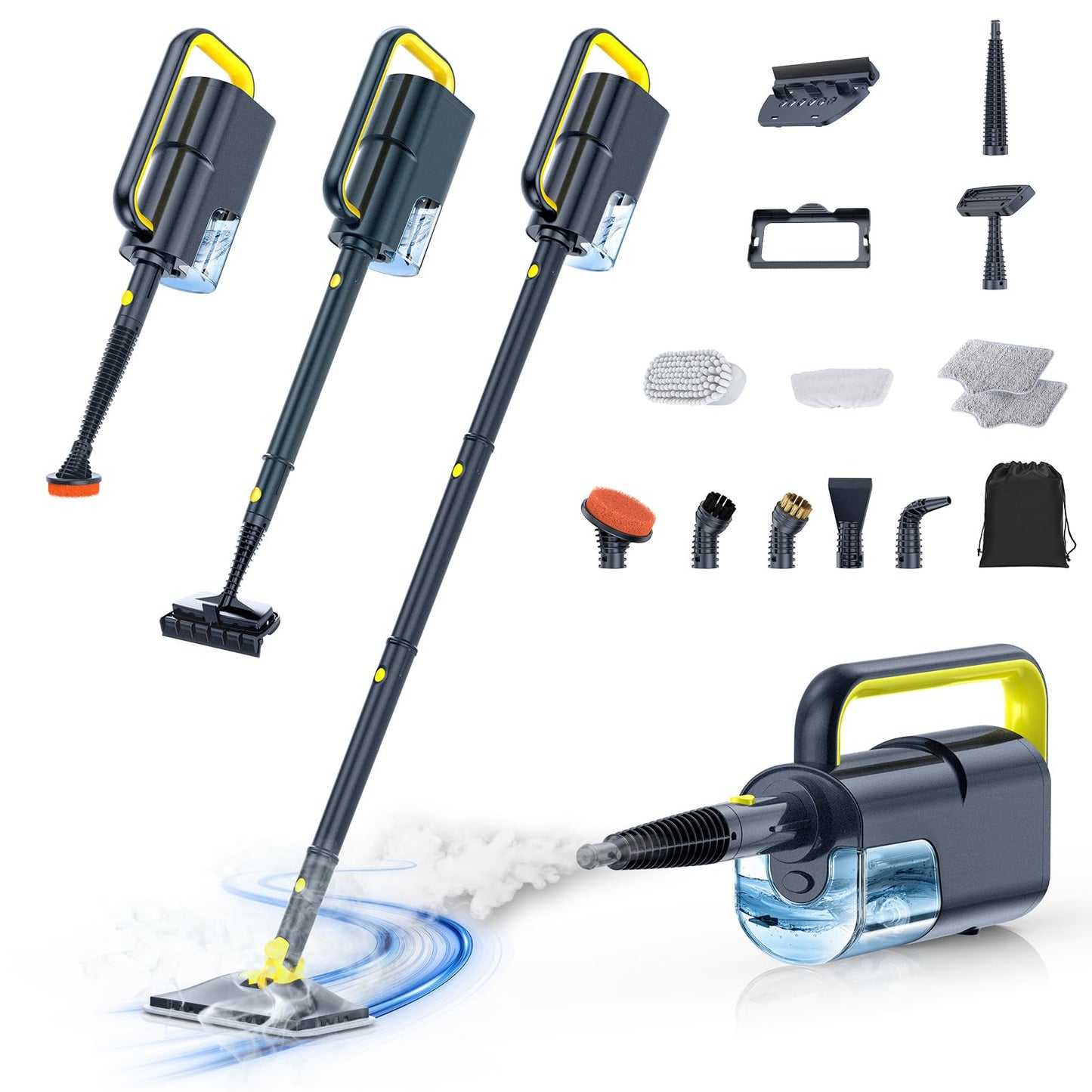 LABIGO 10-in-1 Steam Mop with Detachable Handheld Steamer, 350ml Tank, 10s Heat-Up, 248F Steam Cleaner, 2-Level Control and Swiv