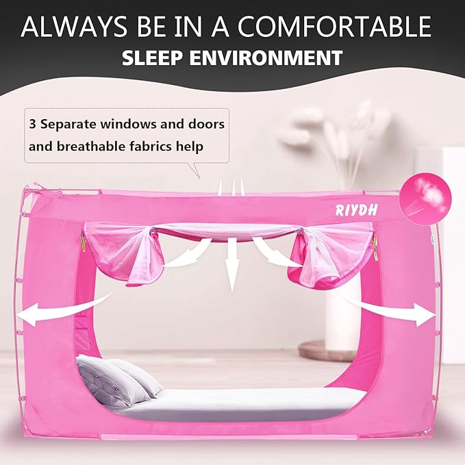 Bed Tent Bed Canopy Twin Size Tents for Adult and Kids- Portable Dream Tent Indoor Sleeping Tents 70% Blackout with 3 Doors Breathable Big Space Tents