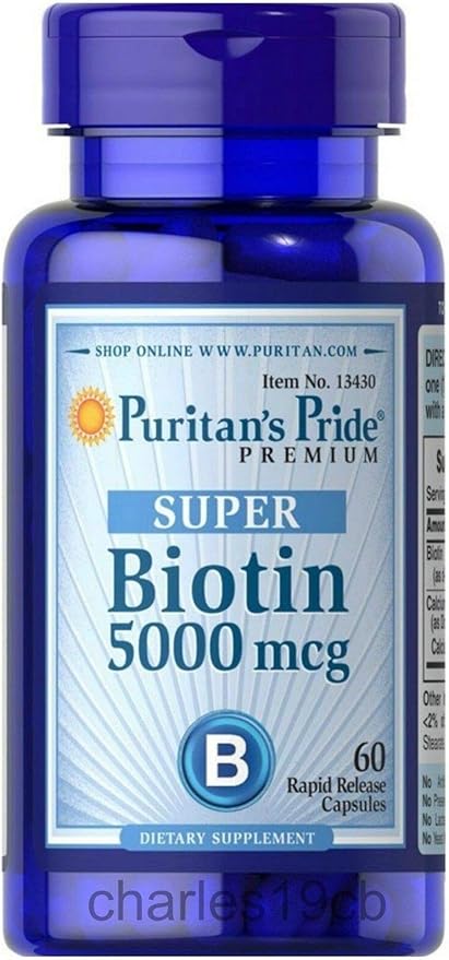Puritan's Pride BIOTIN 5000 mcg Ultra Strength 60 Capsules Skin Hair Nail Health
