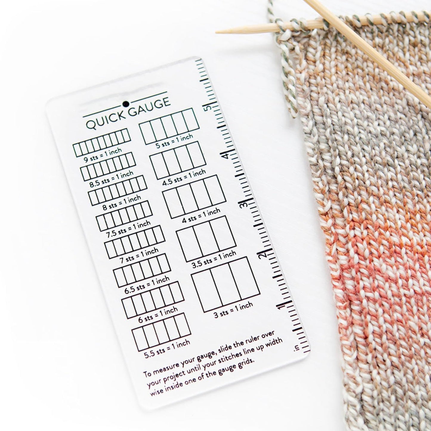 Quick Gauge Ruler, Gauge Ruler for Knitting and Crochet, Scarf Keychain Knitting No Counting Needed, Slide Sewing Rulers and Guides for Fabric Stitch Measuring Crochet Tool(3pcs)