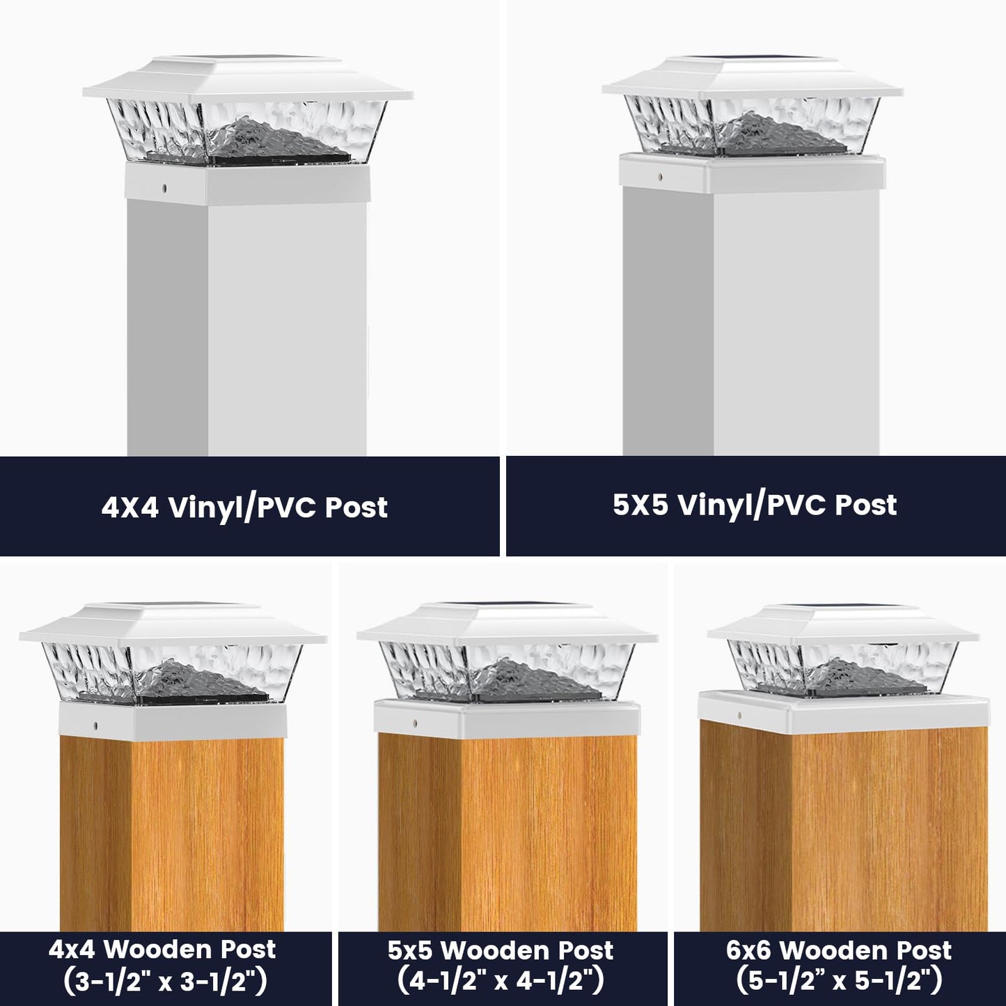 Siedinlar Solar Post Lights Outdoor 12 Leds 4 Modes Post Cap Light For 4X4 5X5 6X6 Wooden Vinyl Fence Deck Posts Garden Patio Decor  Warm/Cool White Dynamic Lighting (1 Pack  White)