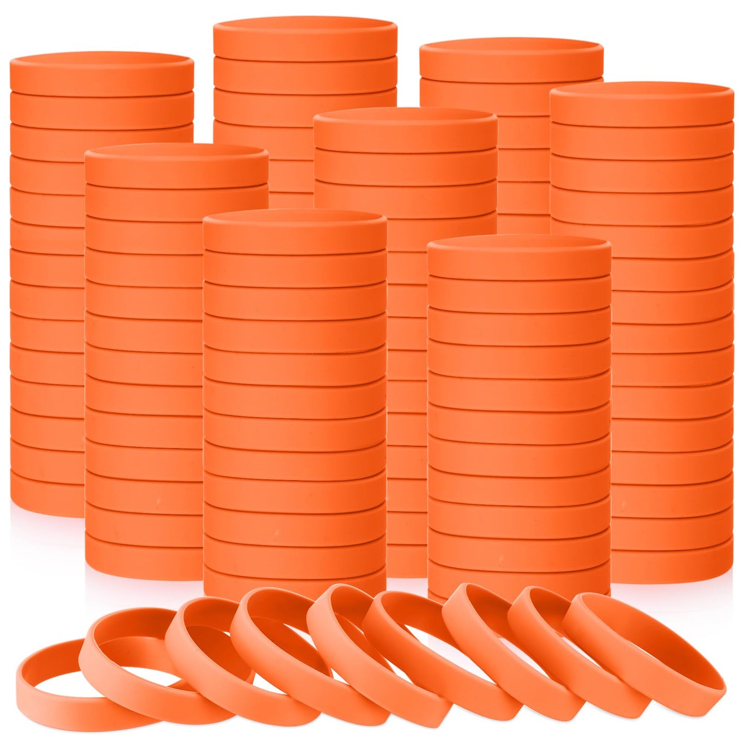 Liliful 100 Pcs Silicone Rubber Wristbands Rubber Wristband Bracelet Bands for Silicone Wristbands for Women Men(Orange)