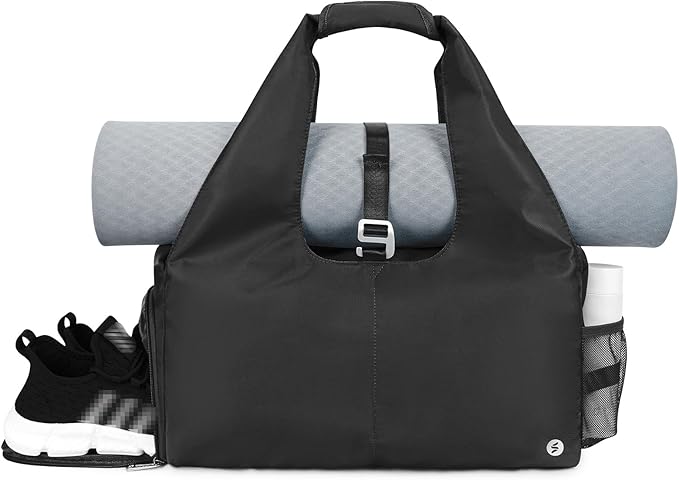 sportsnew Yoga Gym Bags for Women with Shoes Compartment & Wet Dry Storage Pockets & Adjustable Yoga Mat Holder, Patent Pe...