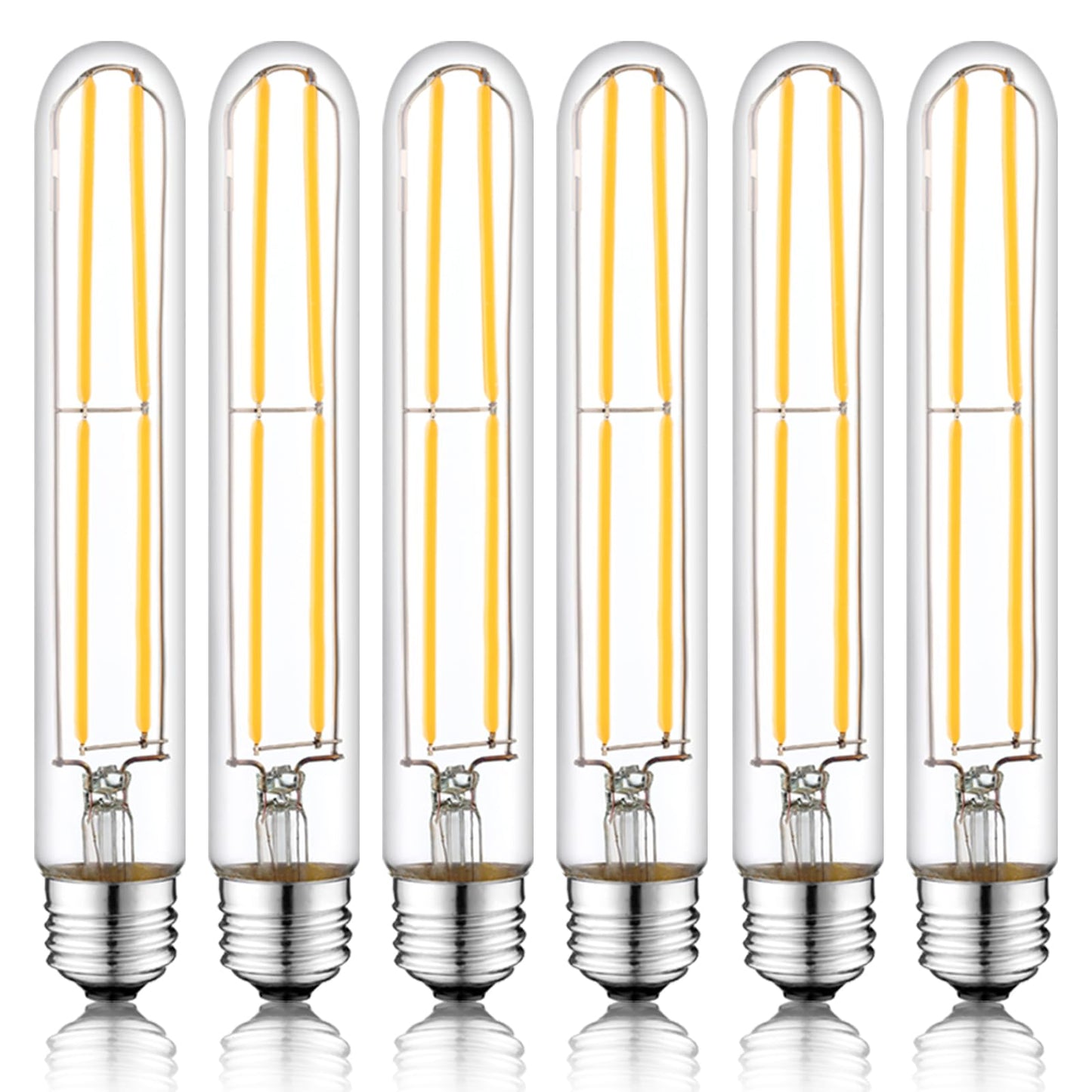 NOVELUX E26 LED Bulb 60W Dimmable T10 7.3 Inch Glass Warm White 3000K 6 Pack