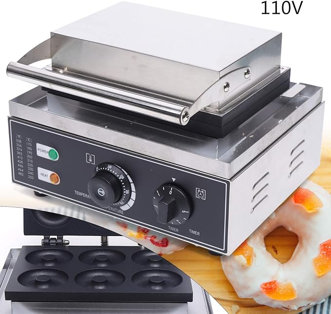 110V Commercial Donut Maker Machine, Electric Stainless Steel Doughnut Maker Double-Sided Heating