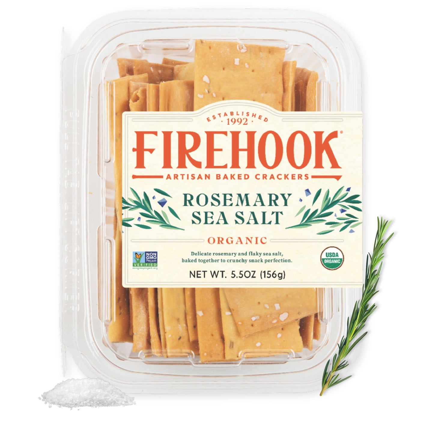 Firehook Baked Crackers Organic Rosemary Sea Salt Crackers, 5.5 Oz