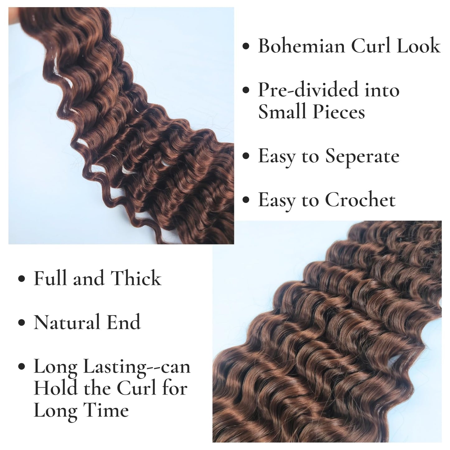 Synthetic Boho Braiding Hair Brown Knotless Braiding Hair Pre Stretched for Boho Braids(6 Packs)