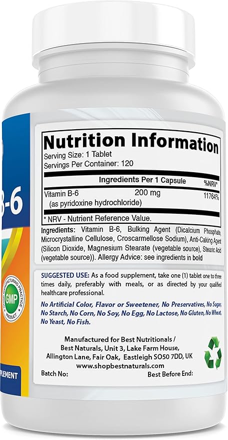 Best Naturals Vitamin B1 as Thiamine Mononitrate 500 mg & Vitamin b6 200mg