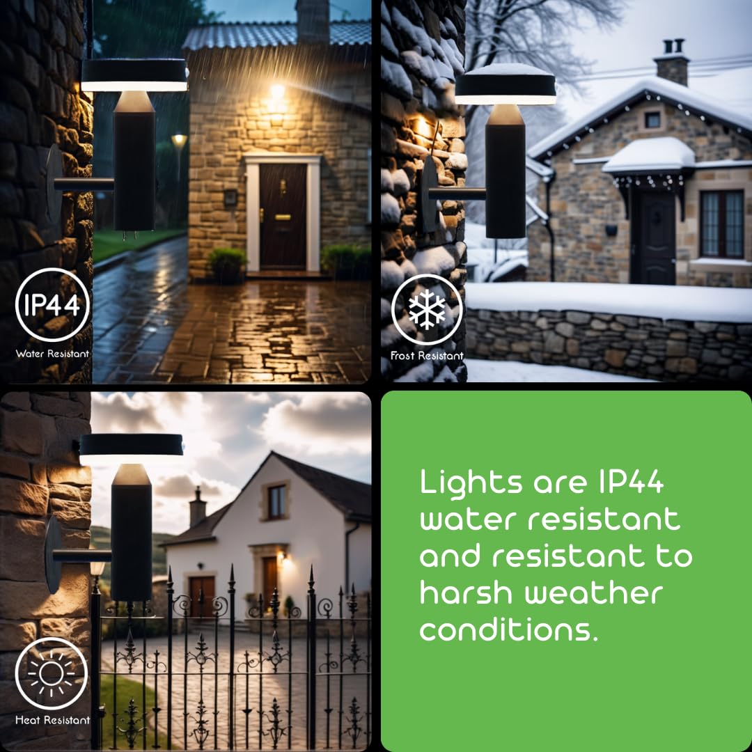 Verluce - Round Solar Wall Lights - Solar Powered Wall Lamps - Led Lights - Pir Sensor & Two Lighting Modes - Rechargeable Battery - 3000K  1.3W Solar Panel & 3.7V - Ip44 Weather Resistant - 2 Pack