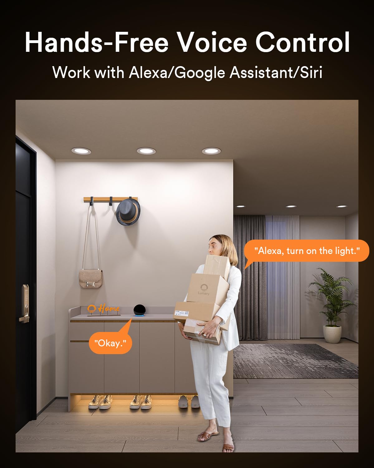 Lumary Smart Recessed Lighting 4 Inch  Canless Wifi Led Recessed Lights 9W  Rgbww Ceiling Downlight With Junction Box Ultra-Thin And Anti-Glare Trim Work With Alexa/Google Assistant/Bt Remote 1Pack
