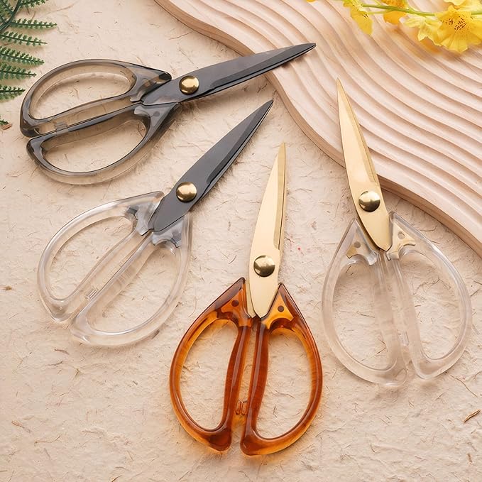 Jasni Transparent Handle Stainless Steel Sharp Powerful Kitchen Scissors Multi-Purpose Heavy Duty Food Scissors Kitchen Shears Chicken Poultry bone fish scales (2PC Black and White)
