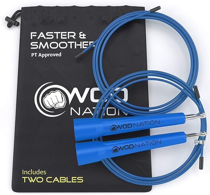 WOD Nation Adjustable Speed Jump Rope For Men, Women & Children - Blazing Fast Fitness Skipping Rope Perfect for Boxing, M...