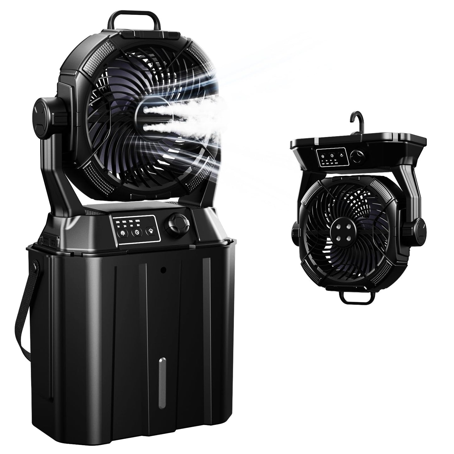 Misting Fan Portable 42800Mah Rechargeable With Remote Control, Camping Fan With Led Light & Stepless Speed Control & Cooling Sp