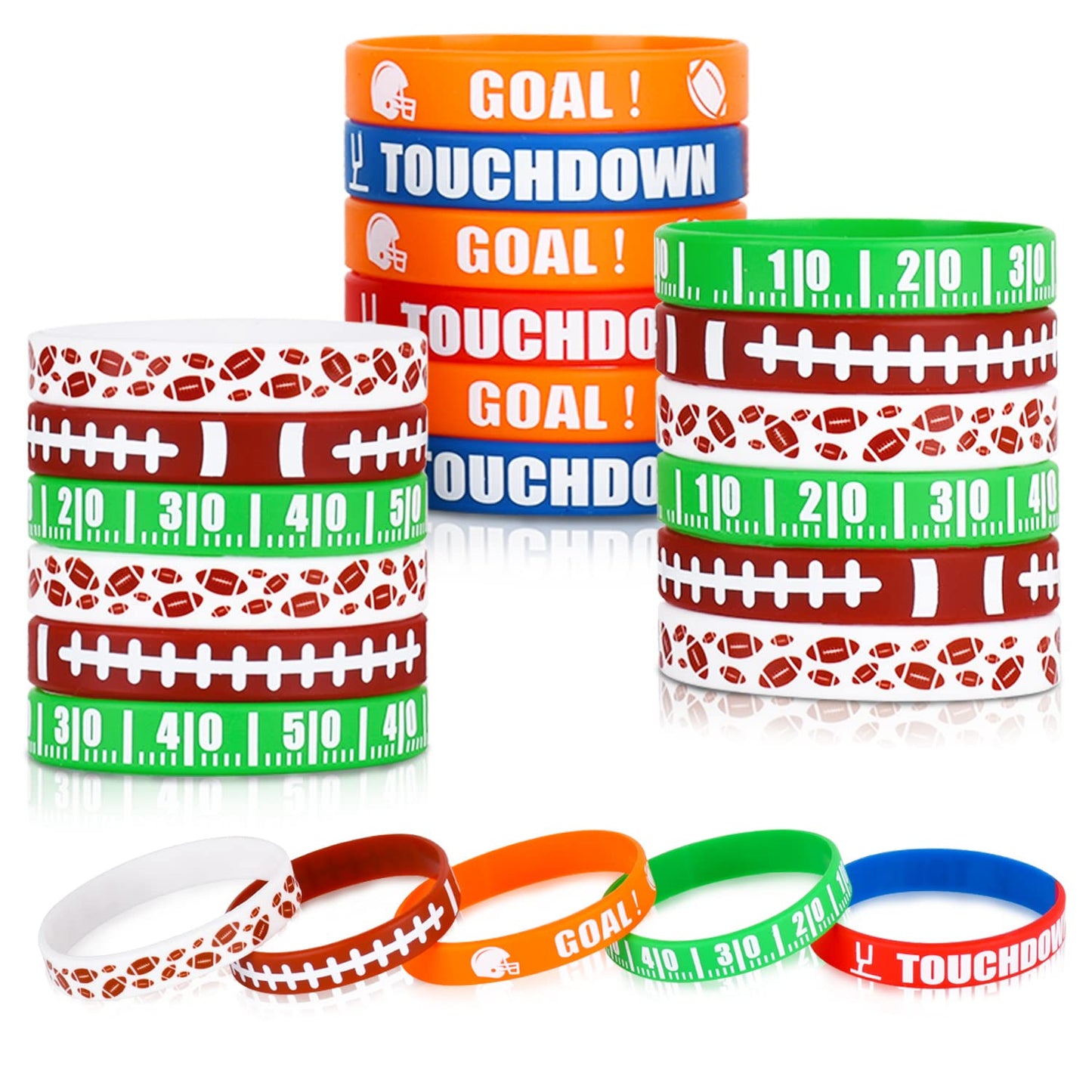 Gatherfun Football Wristband Silicone Bracelets Sport Themed Party Accessories Gift for football Tailgate Birthday Party Decorat