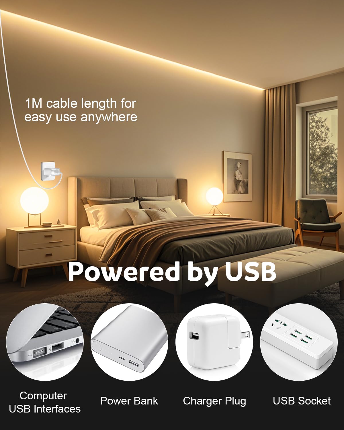 Aclorol 5V Usb Cob Led Strip Light 10Ft/3M 960Leds Warm White 3000K Flexible Tape Lights With Self-Adhesive Cuttable Led Light Strip For Tv Backlight Closet Display Under Cabinet Home Diy Lighting