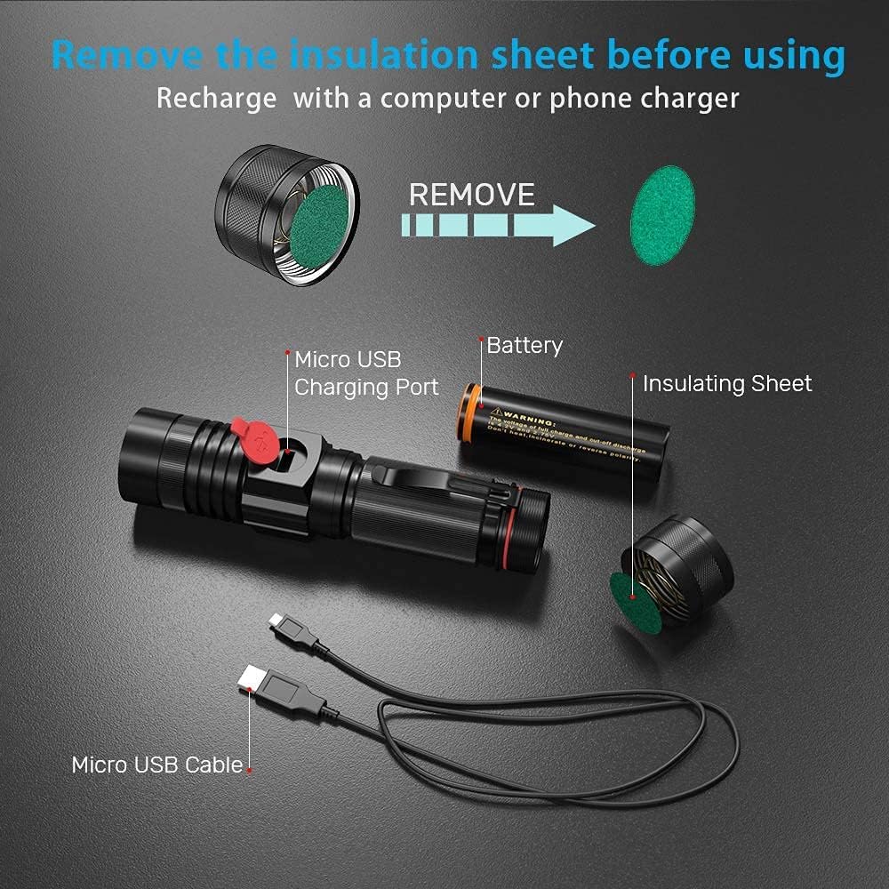 iToncs LED Rechargeable Magnetic Flashlight, Waterproof, 4 Modes, Aluminum, Tactical Flashlights 4PCS, Model Itoncs-2FlashLight-006i